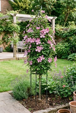 Clematis 'Bagatelle' med stödpinne