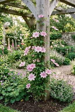 Clematis 'Piilu' med stödpinne
