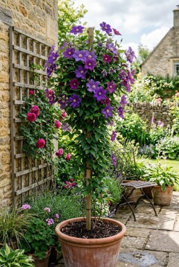 Clematis 'Star of India' på pinne