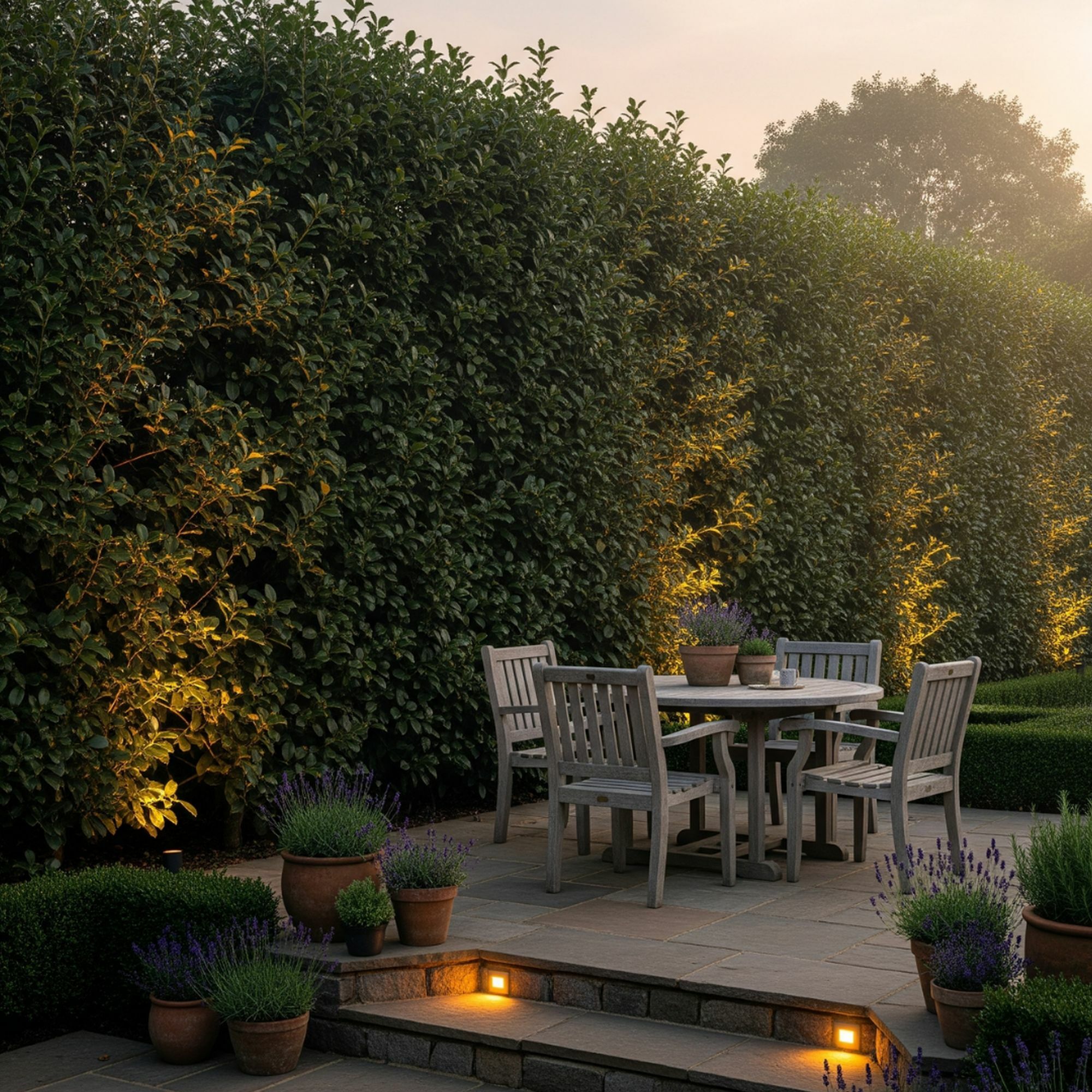 Vilka snabbväxande häckväxter behåller sina gröna blad året runt?